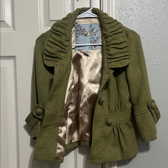 Tabitha Sage Green Quilted Jacket Peacoat Blazer- Size 2 - Picture 5 of 5